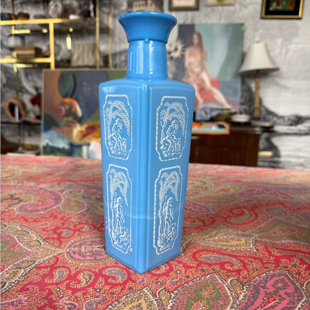 Blue and White People Scene Vase